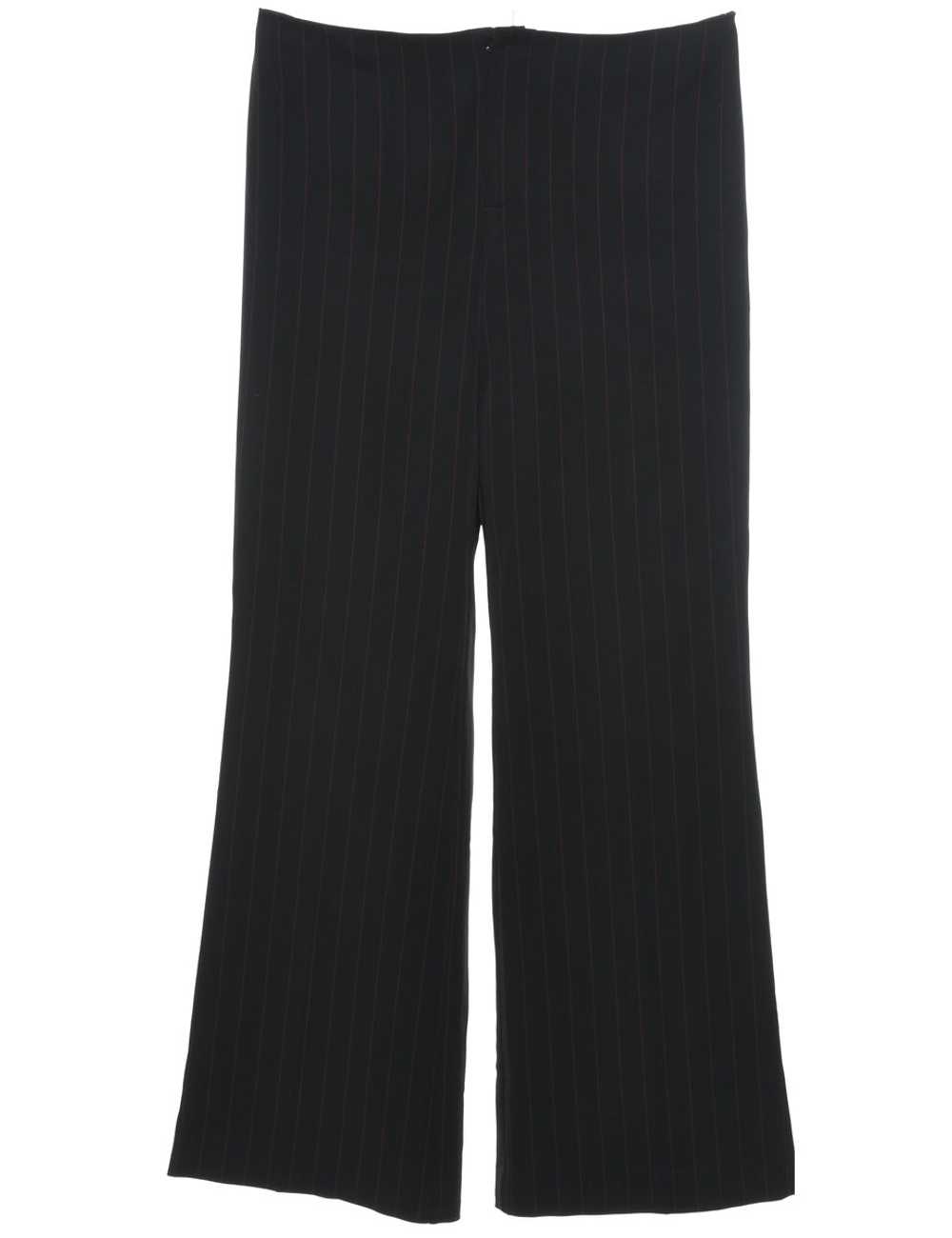 Black Striped Wide Leg Trousers - W34 L30 - image 1