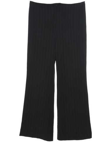 Black Striped Wide Leg Trousers - W34 L30 - image 1