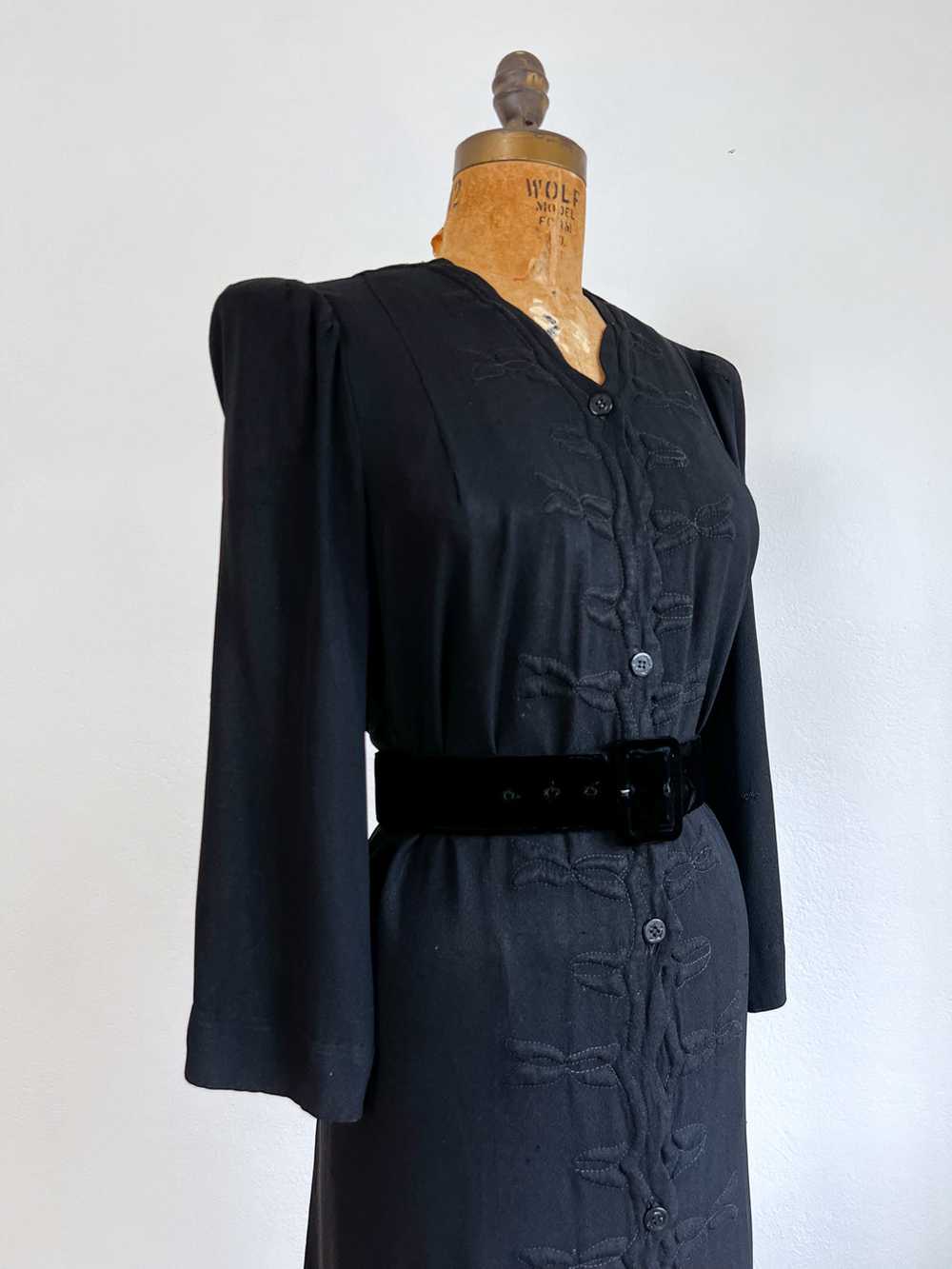 Vintage 1930s Duster Jacket - VOLUP Black Crepe R… - image 2