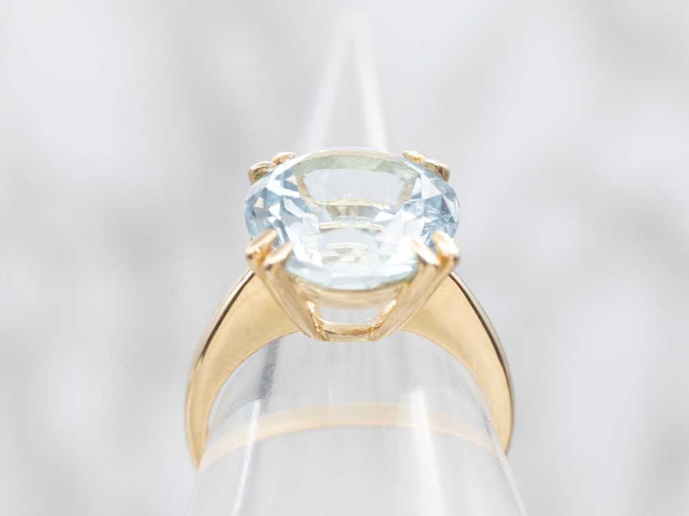 Classic Gold Aquamarine Cocktail Ring - image 3