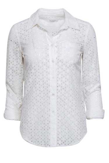 Equipment - White Eyelet Button Front Shirt Sz XS