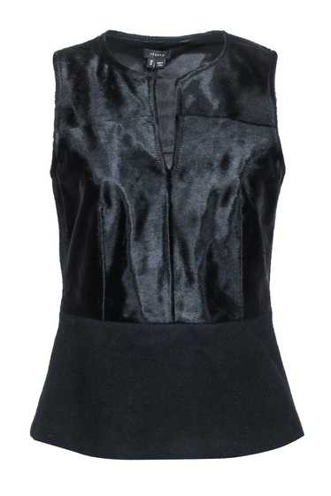 Theory - Black Wool & Calf Fur Sleeveless "Etia" T