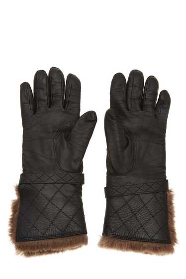 Black Leather Fur Trimmed Gloves