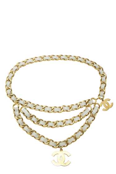 Gold & White Leather Chain Belt 3 - image 1