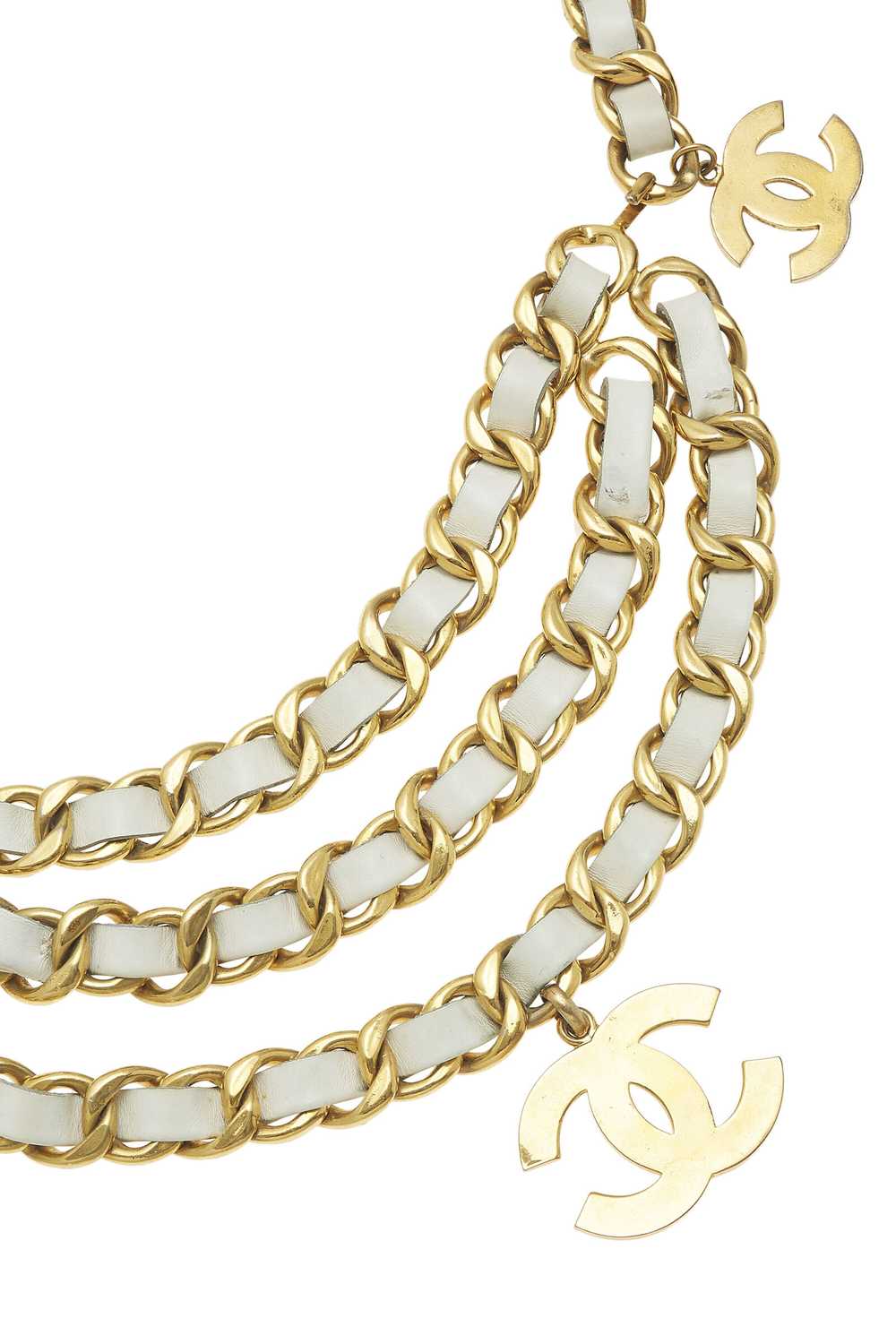 Gold & White Leather Chain Belt 3 - image 2
