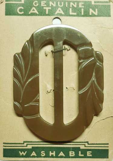 Unused 1930s Deco Era Vintage Carved Green Belt Bu
