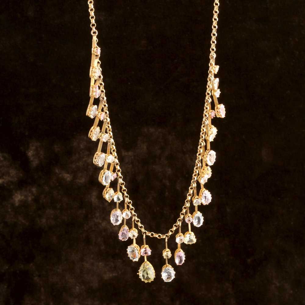 Edwardian Pastel Gemstone Fringe Necklace - image 5