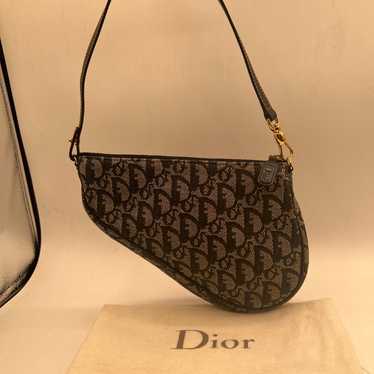 CHRISTIAN DIOR Monogram Mini Saddle Pochette Navy - image 1