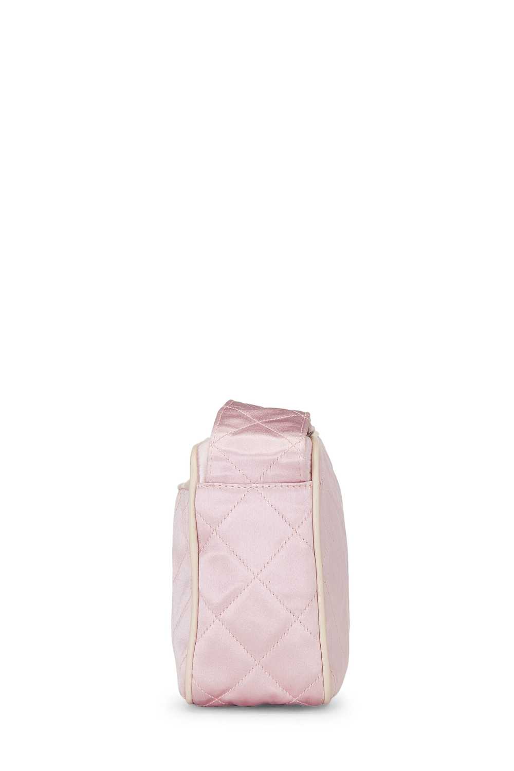Pink Quilted Satin 'CC' Shoulder Bag Small - image 5