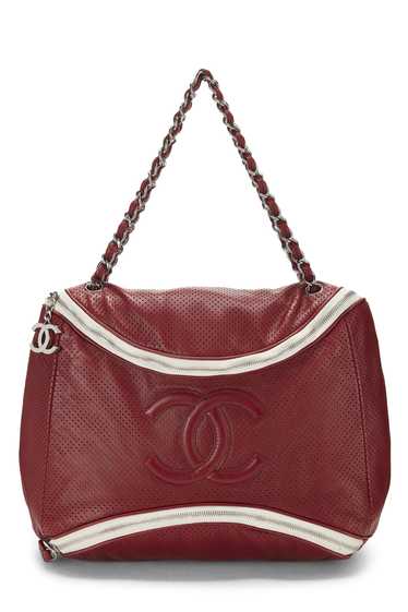 Burgundy Perforated Leather 'CC' Tote