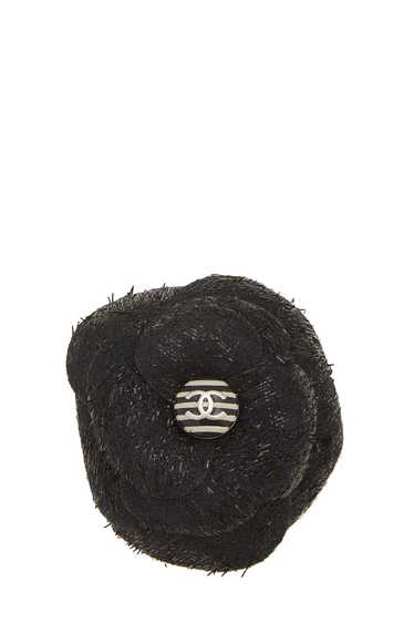 Black Tweed Camellia Brooch