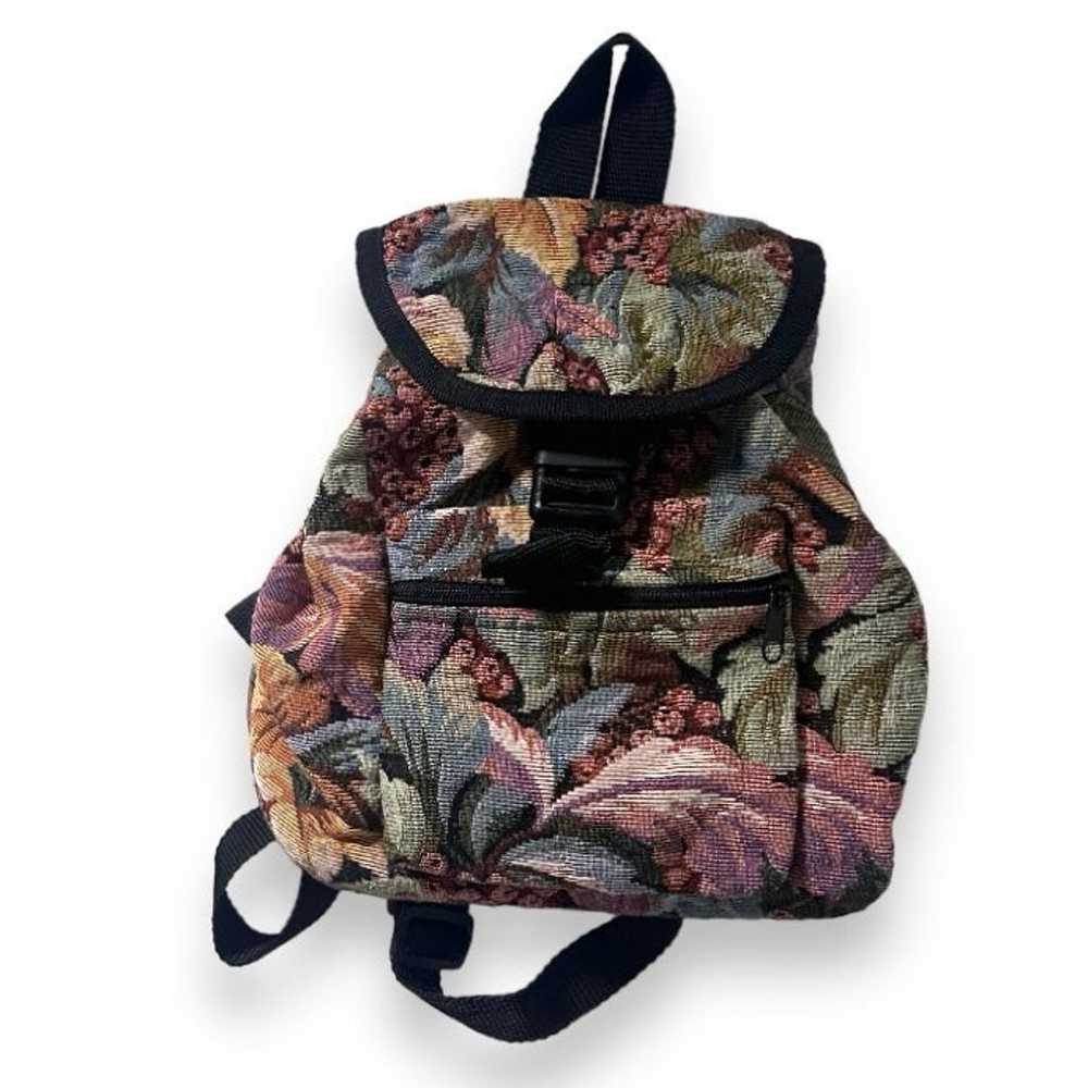 Vintage Trade Routes Floral Tapestry Mini Backpac… - image 1