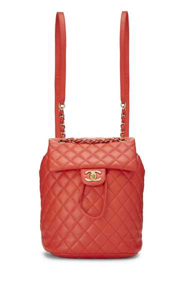 Red Quilted Lambskin Urban Spirit Backpack Small