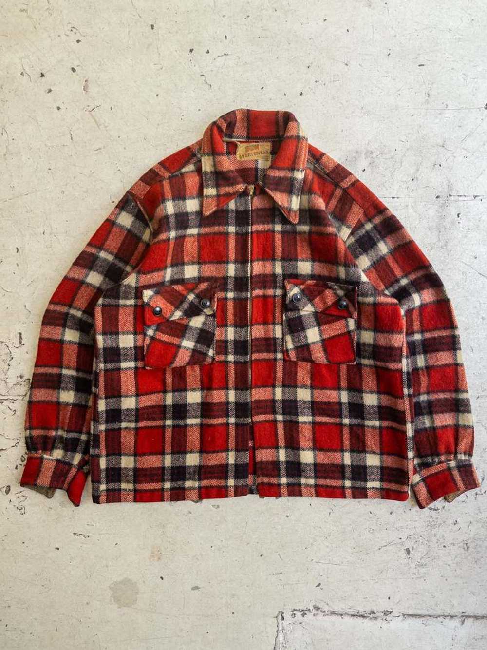 1950's Wool Flannel Hunting Shirt Jacket  - Red - image 1