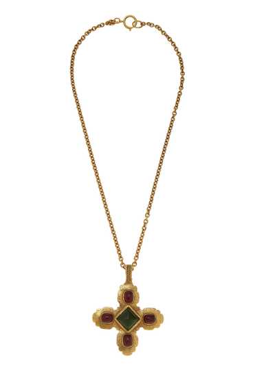 Gold & Multicolor Gripoix Cross Necklace