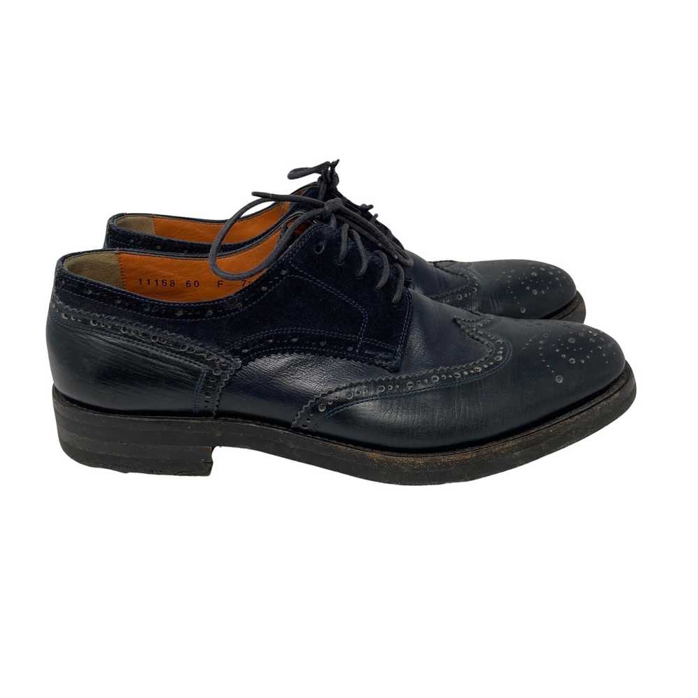 Santoni Suede and Leather Brogued Lace Ups - image 1