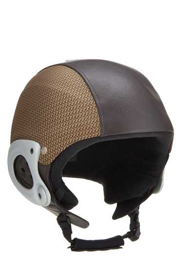 Brown Leather & Plastic Oblique Ski Helmet