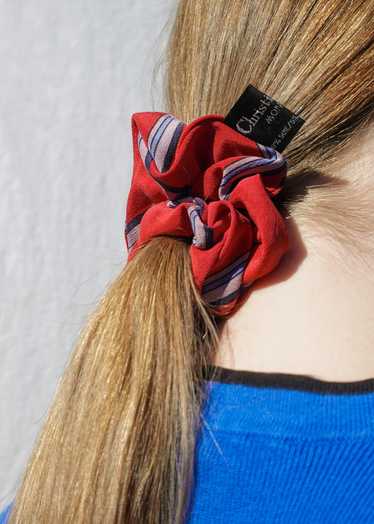 Christian Dior Silk Red Stripe Luxury Scrunchie