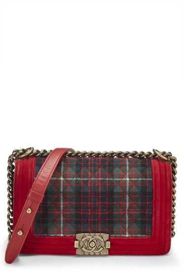 Paris-Edinburgh Red Tartan Velvet Boy Bag Medium