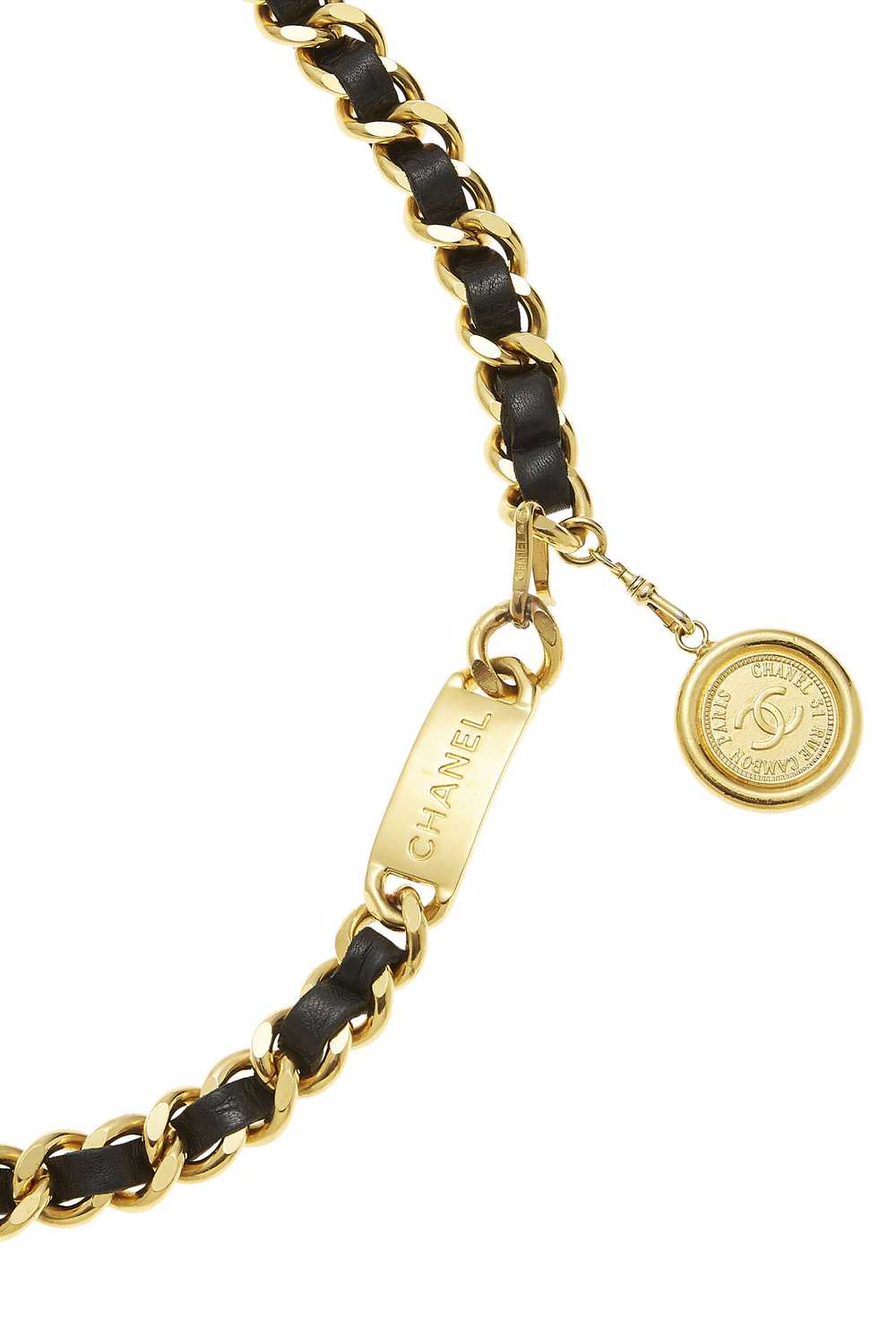 Gold & Black Leather 'CC' Medallion Chain Belt - image 2