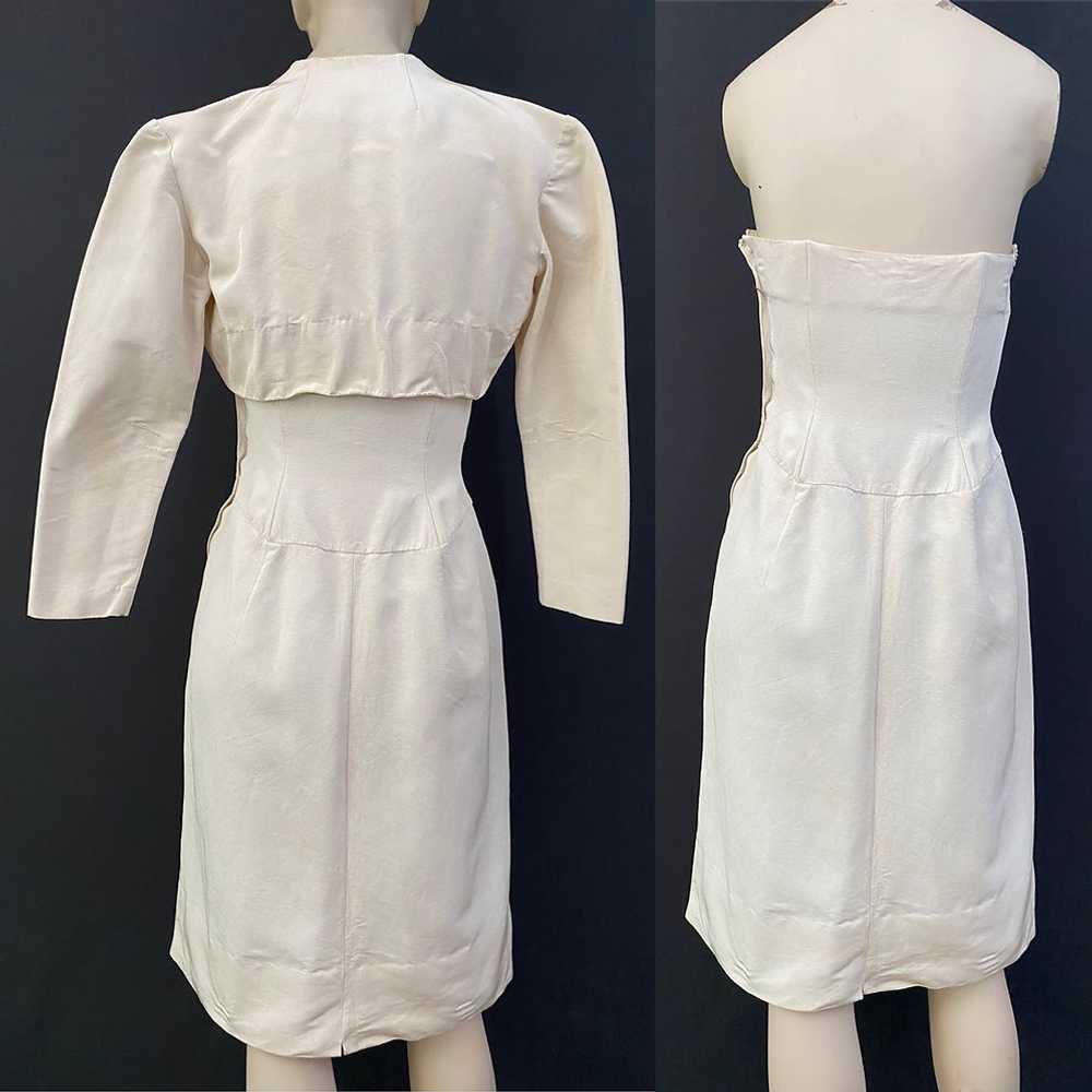 50s Beaded Strapless Dress With Bolero Jacket - image 11