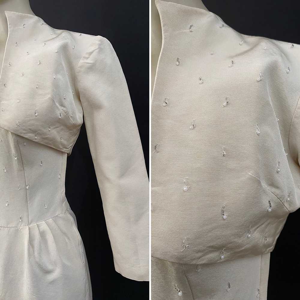 50s Beaded Strapless Dress With Bolero Jacket - image 2
