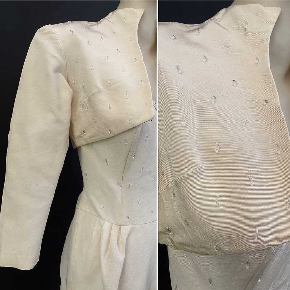 50s Beaded Strapless Dress With Bolero Jacket - image 3