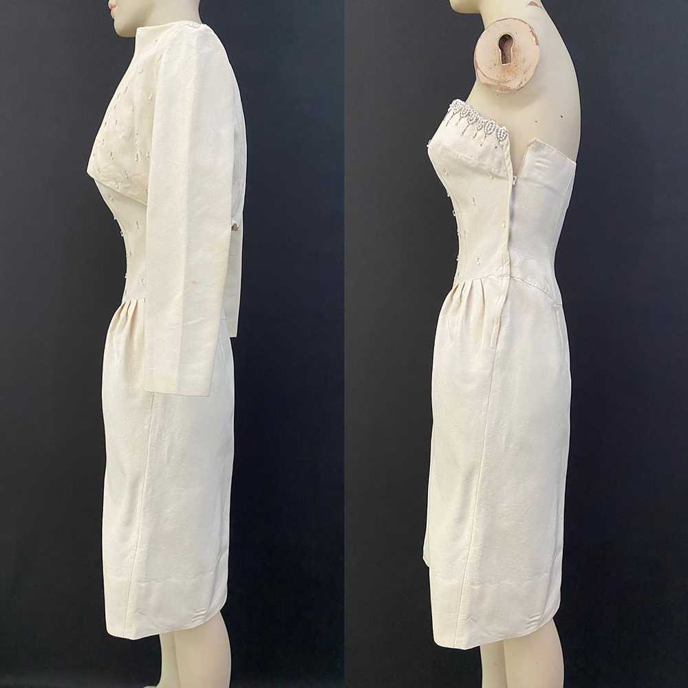50s Beaded Strapless Dress With Bolero Jacket - image 8