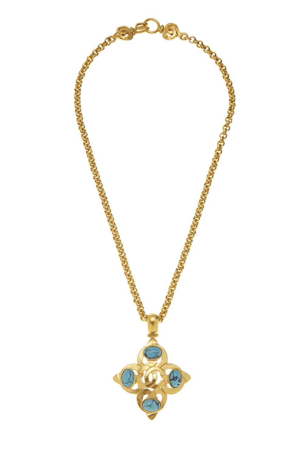 Gold & Blue Stone 'CC' Necklace - image 1