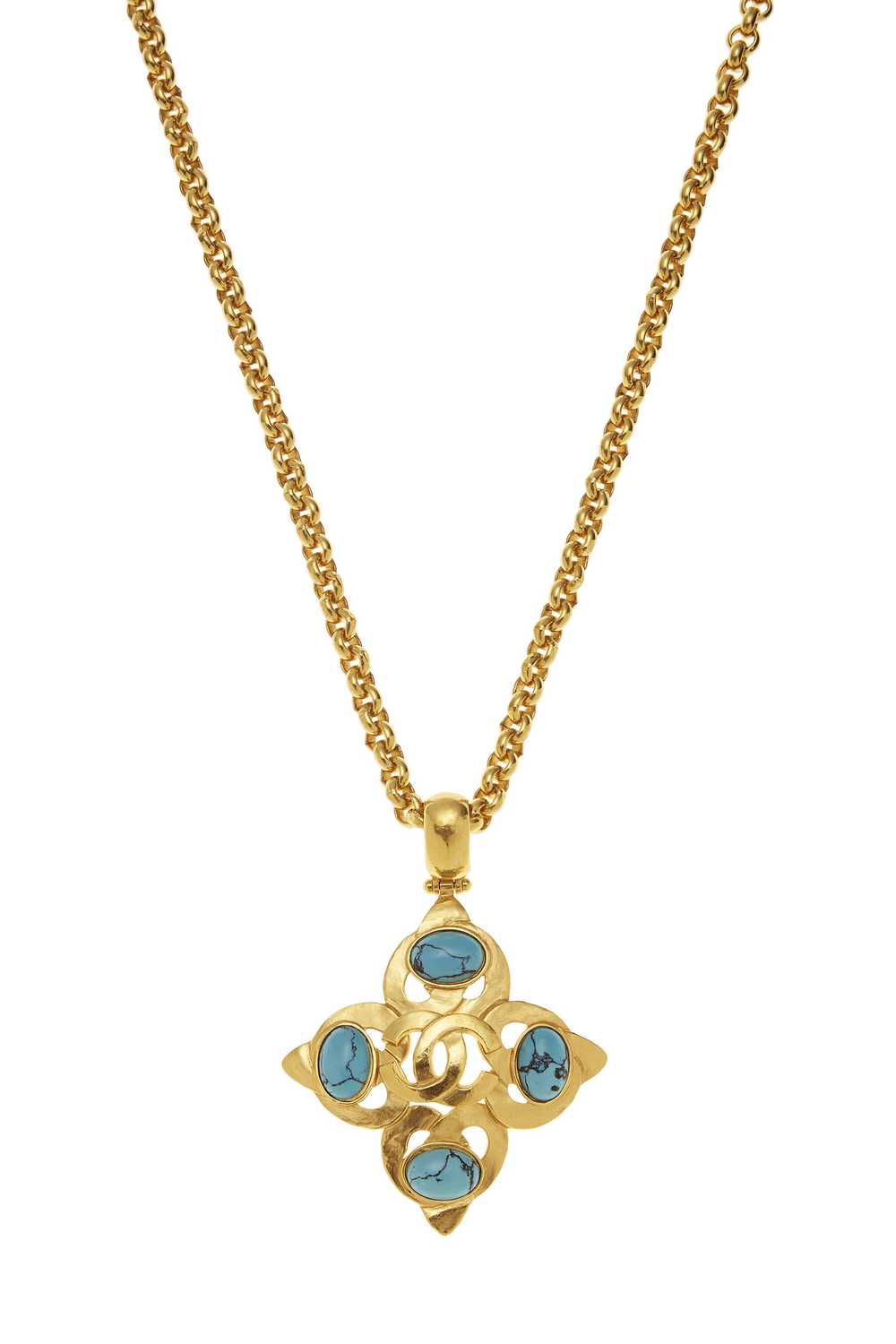 Gold & Blue Stone 'CC' Necklace - image 2