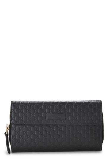 Black Microguccissima Leather Flap Wallet