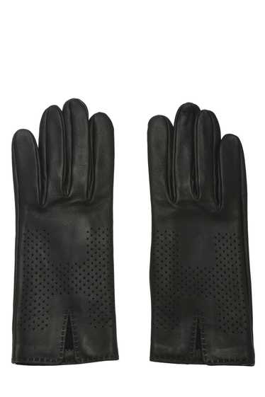 Black Perforated Lambskin Gloves