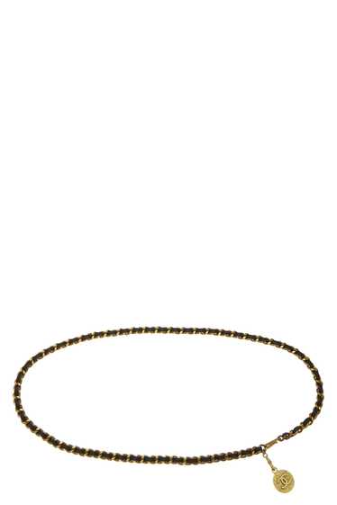 Gold & Brown Leather Chain Belt