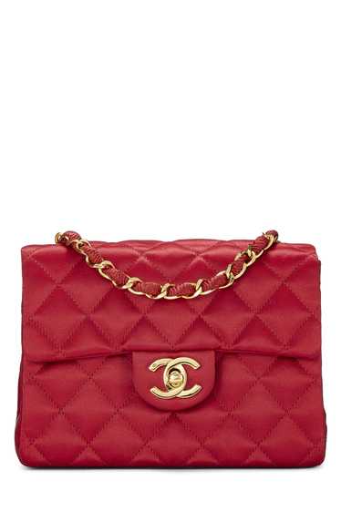Red Quilted Satin Half Flap Mini
