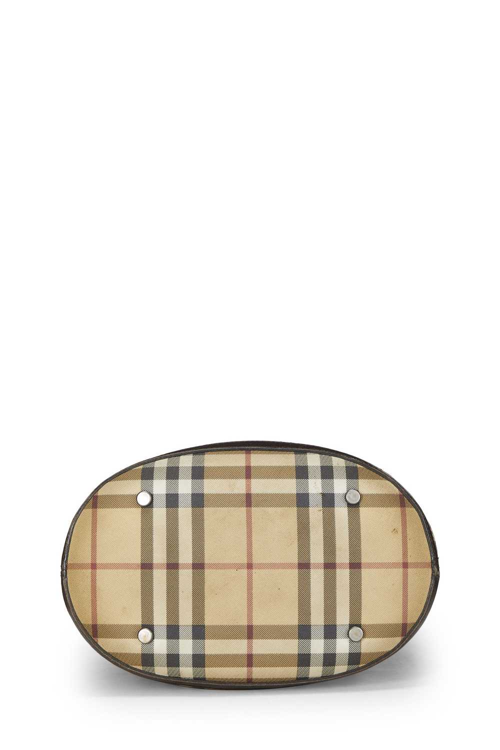 Beige Check Coated Canvas Bucket Bag Small - image 6