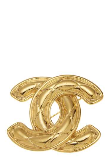 Gold Quilted 'CC' Pin Large - image 1