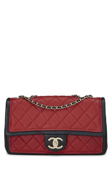 Red & Black Quilted Lambskin Graphic Flap Medium