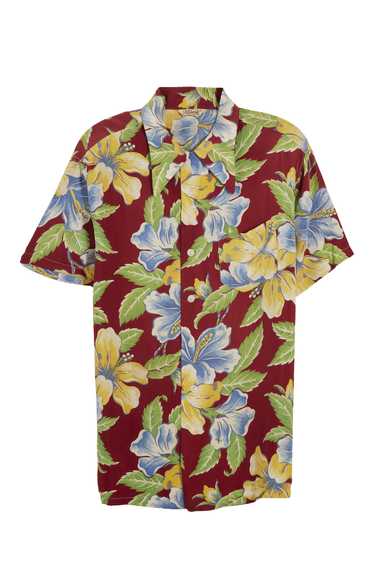 Burgundy Floral Hawaiian Shirt