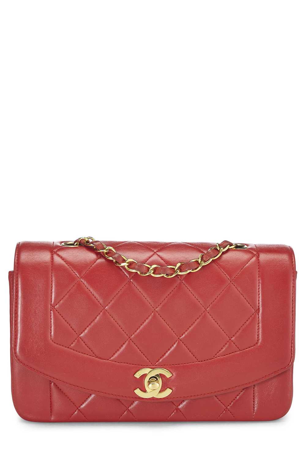 Red Quilted Lambskin Diana Flap Small - image 1
