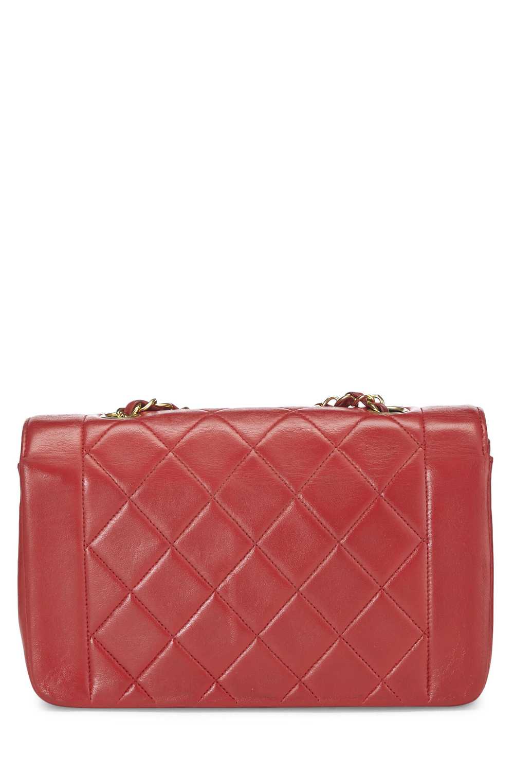 Red Quilted Lambskin Diana Flap Small - image 4