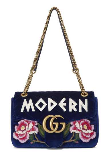 Blue Velvet GG Marmont Modern Shoulder Bag - image 1