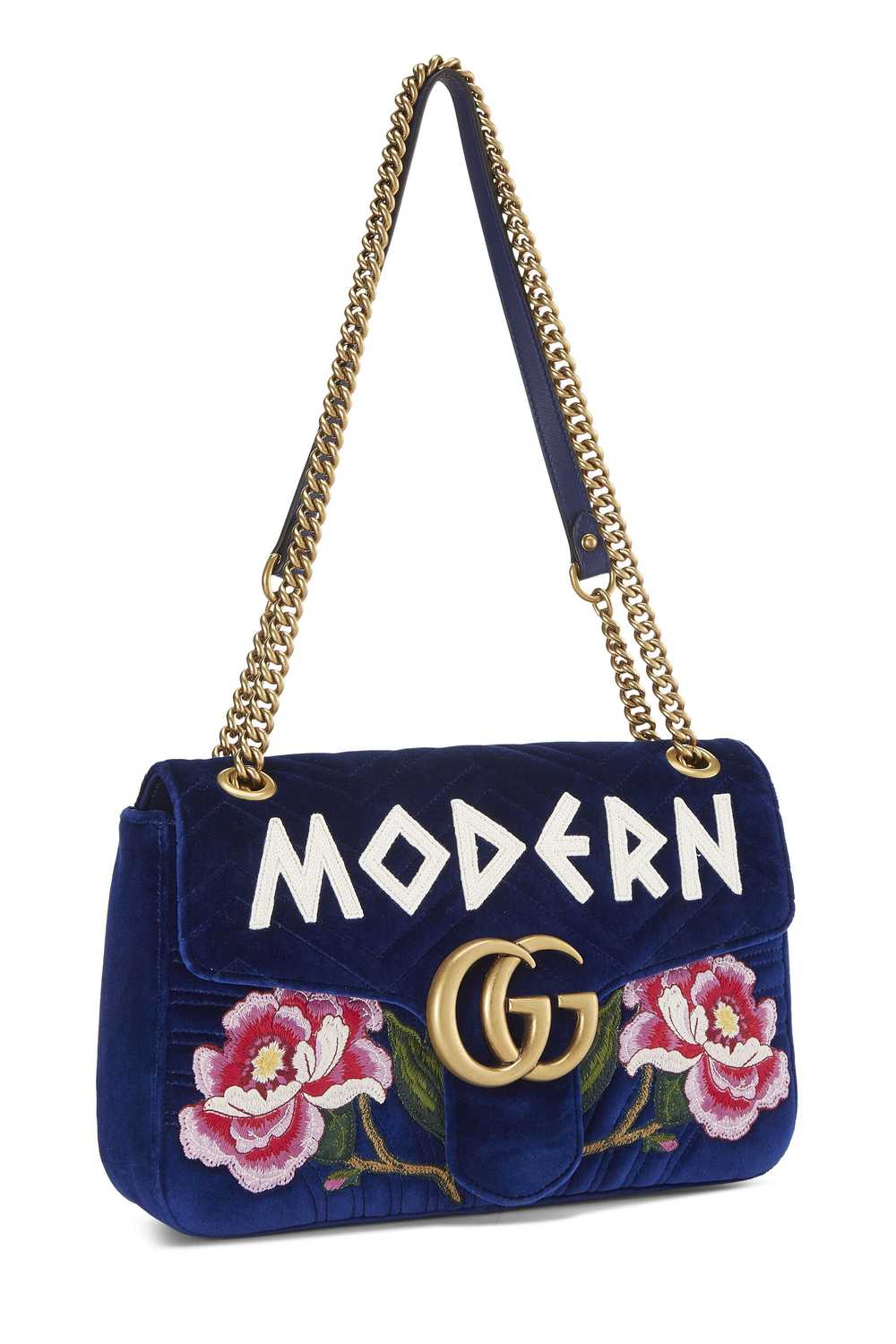Blue Velvet GG Marmont Modern Shoulder Bag - image 2