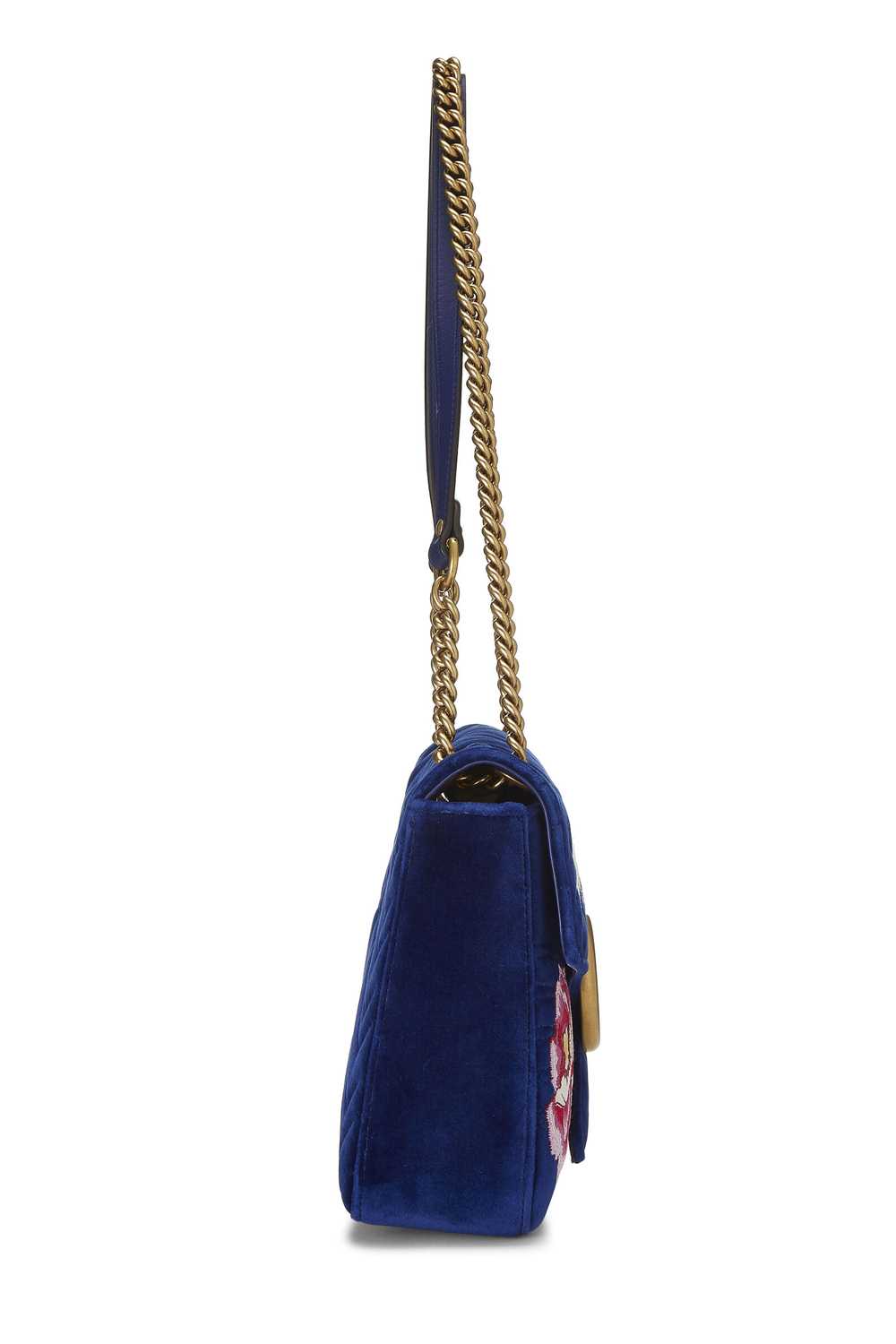 Blue Velvet GG Marmont Modern Shoulder Bag - image 3