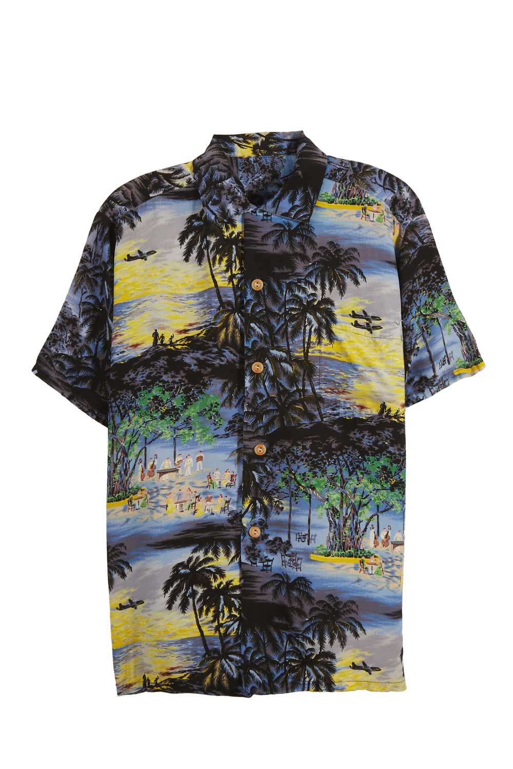 Blue Graphic Hawaiian Shirt - image 1