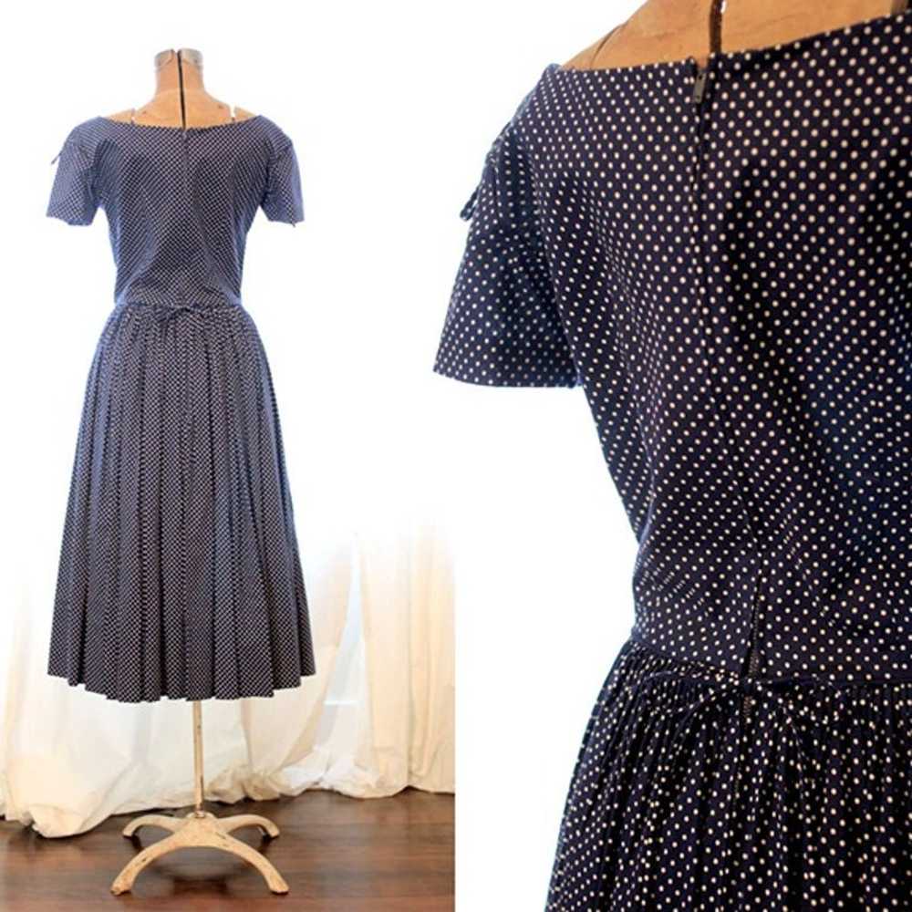 Anne Fogarty vintage 1950s circle skirt Navy Blue… - image 3
