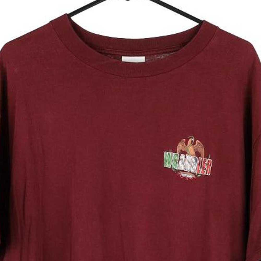 Wrangler Spellout T-Shirt - XL Burgundy Cotton Bl… - image 3