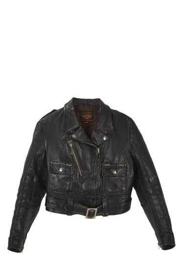 Black Leather 1950s Harley Davidson Jacket