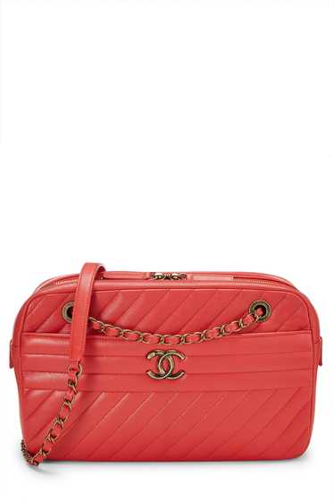Red Quilted Lambskin Diagonal Camera Bag Large - image 1