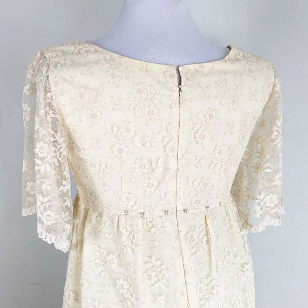Vintage Lace Wedding Gown Maxi Dress 60s 70s Flor… - image 11