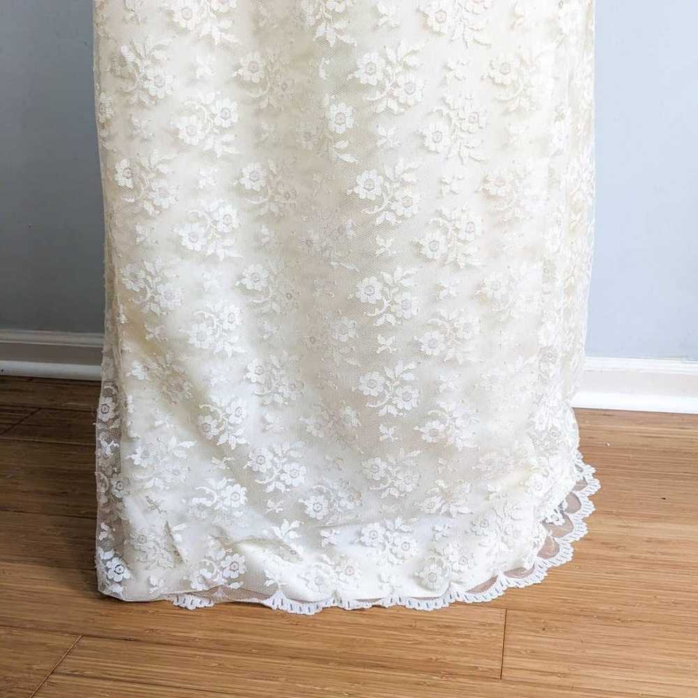 Vintage Lace Wedding Gown Maxi Dress 60s 70s Flor… - image 8